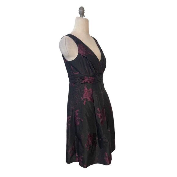 Elie Tahari Bethany Dress Black Plum Floral Embroidered 12 - Picture 2 of 5